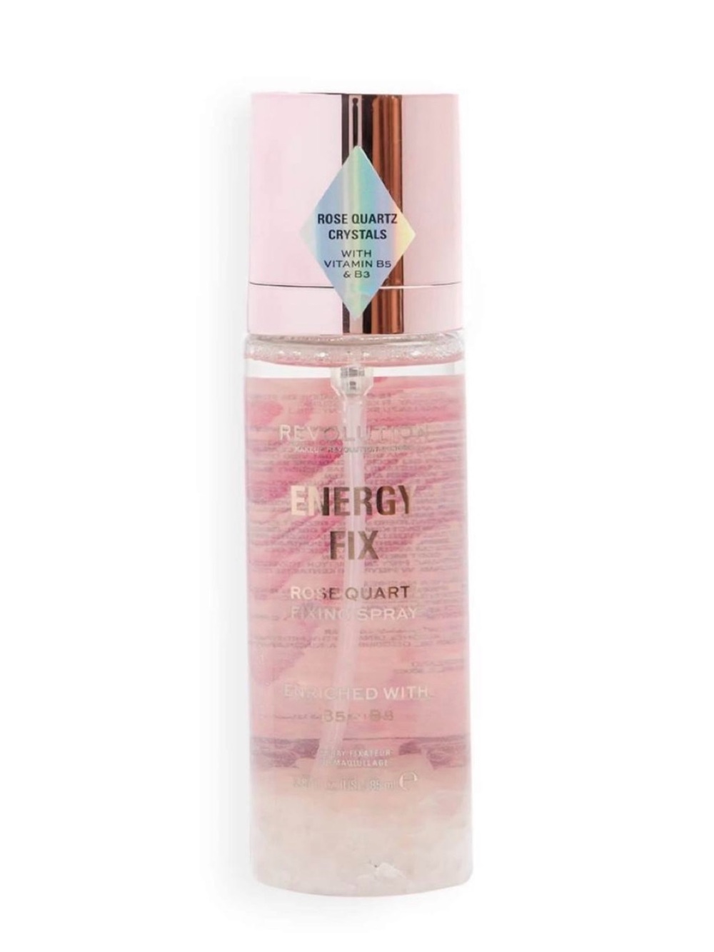 Revolution Energy Fix Rose Quartz Fixing Spray - Pink and Gold Accents